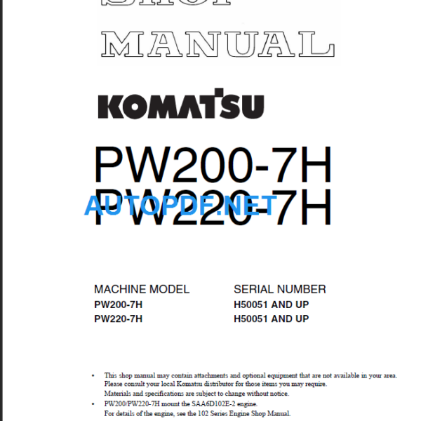 PW200-7H, PW220-7H Shop Manual