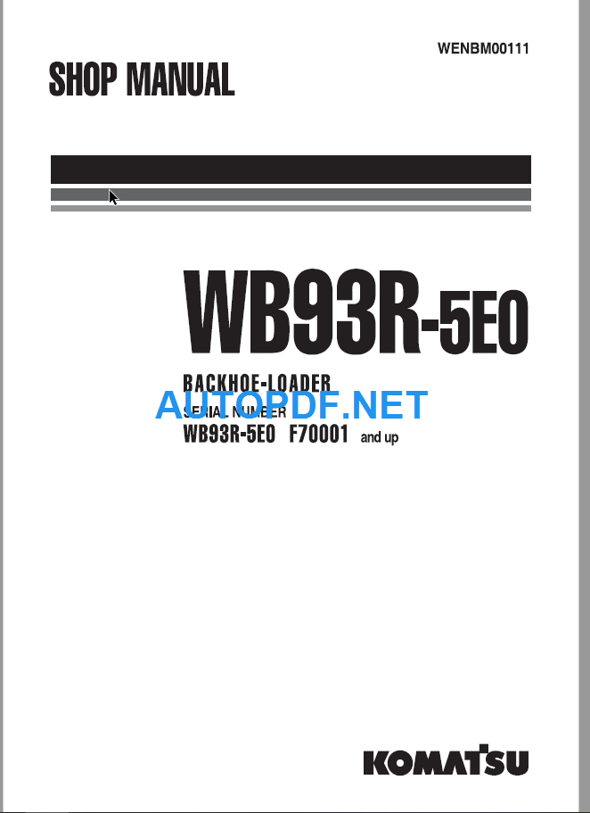 WB93R-5E0 Shop Manual (F70001 and UP)