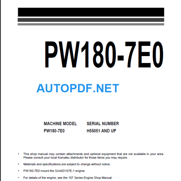 PW180-7E0 (H55051 and up) Shop Manual (VEBM400101)