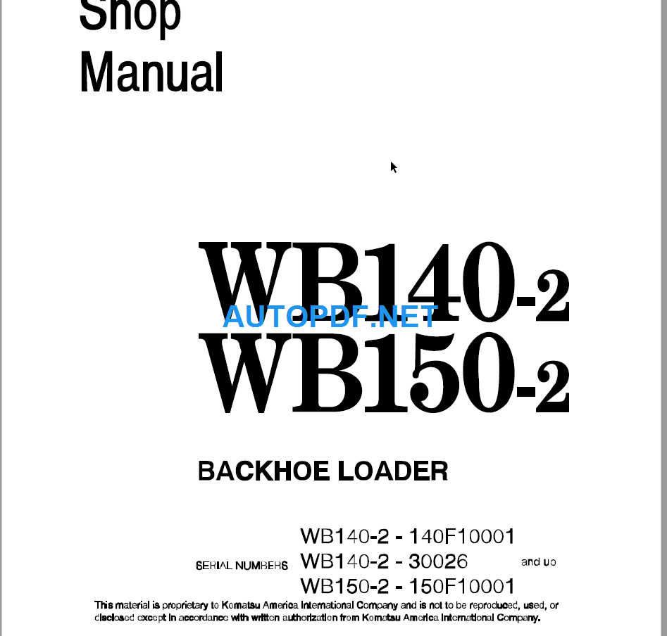 WB140-2, WB150-2 Shop Manual