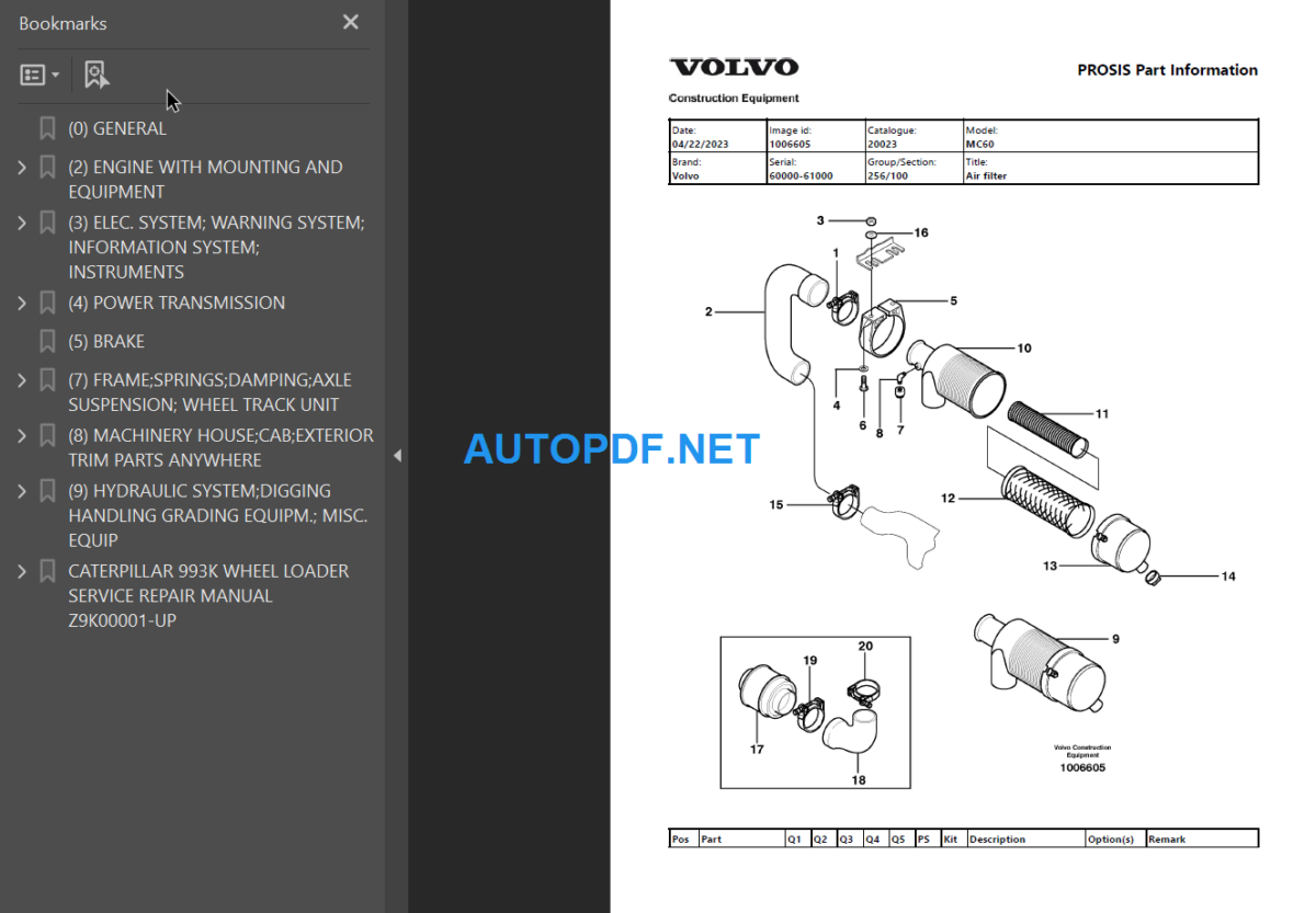 MC60 Parts Catalog Manual