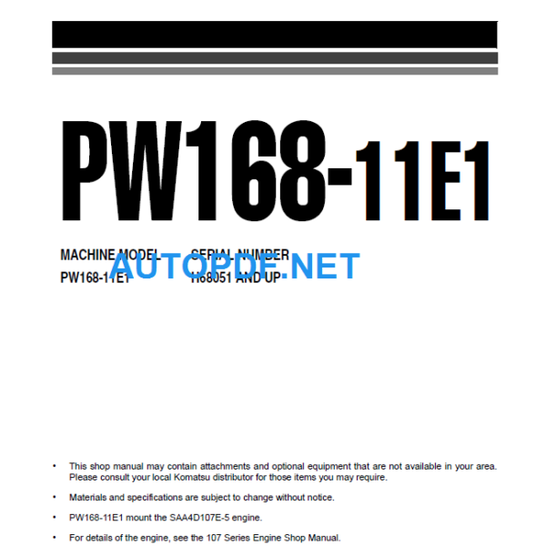 PW168-11E1 Shop Manual