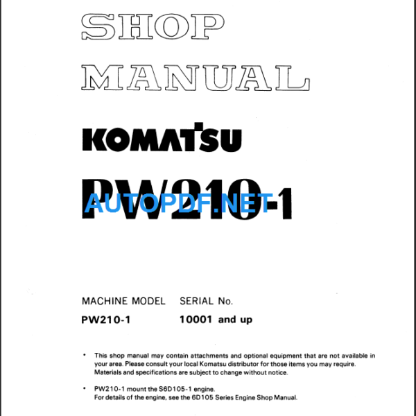 PW210-1 Shop Manual