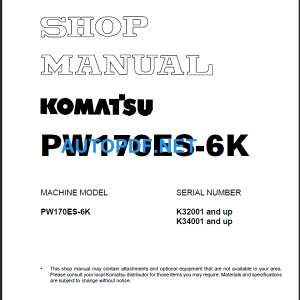 PW170ES-6K (K32001 and up) Shop Manual