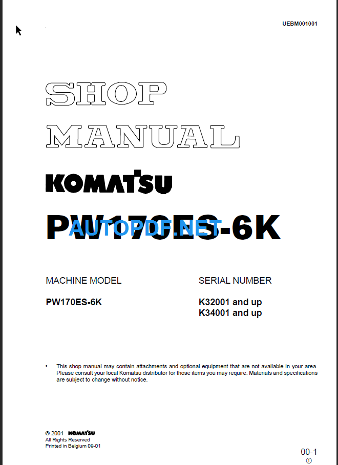 PW170ES-6K (K32001 and up) Shop Manual