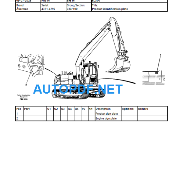 EC300 Parts Catalog Manual