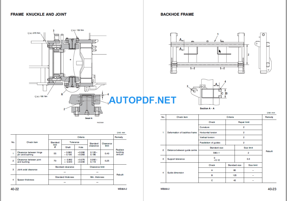 WB98A-2 (WB98F20001 and UP) Shop Manual