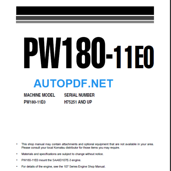 PW180-11E0 Shop Manual