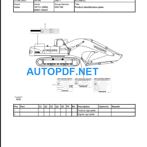 EC330B LC Parts Manual