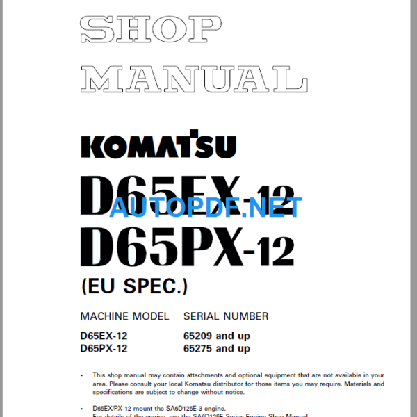 Komatsu D65EX PX-12 (EU SPEC) Shop Manual