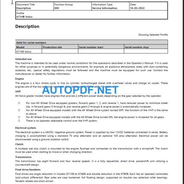 G710B Service Repair Manual