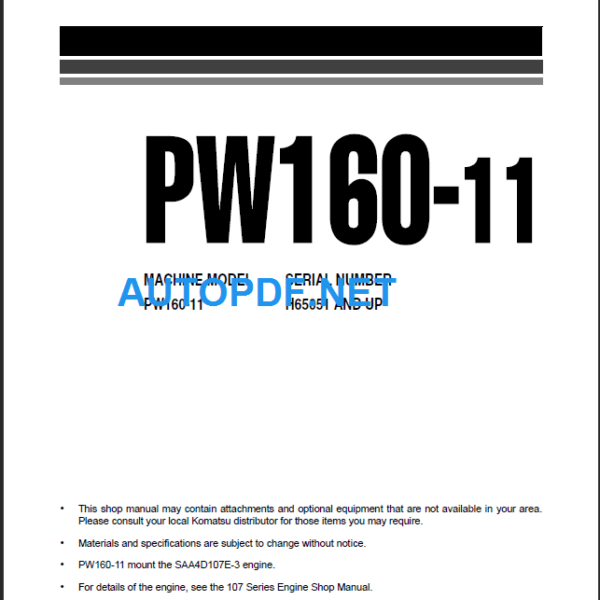 PW160-11 Shop Manual