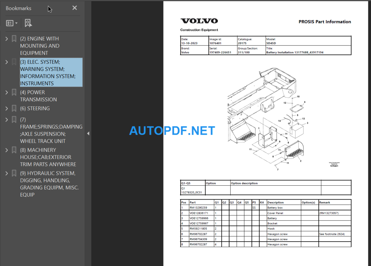 SD45D Parts Manual