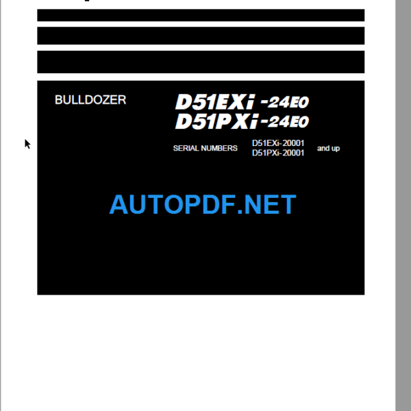 Komatsu D51EXI-24E0 D51PXI-24E0 Shop Manual