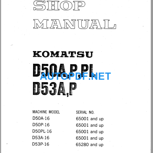 Komatsu D50APPL D53AP Shop Manual