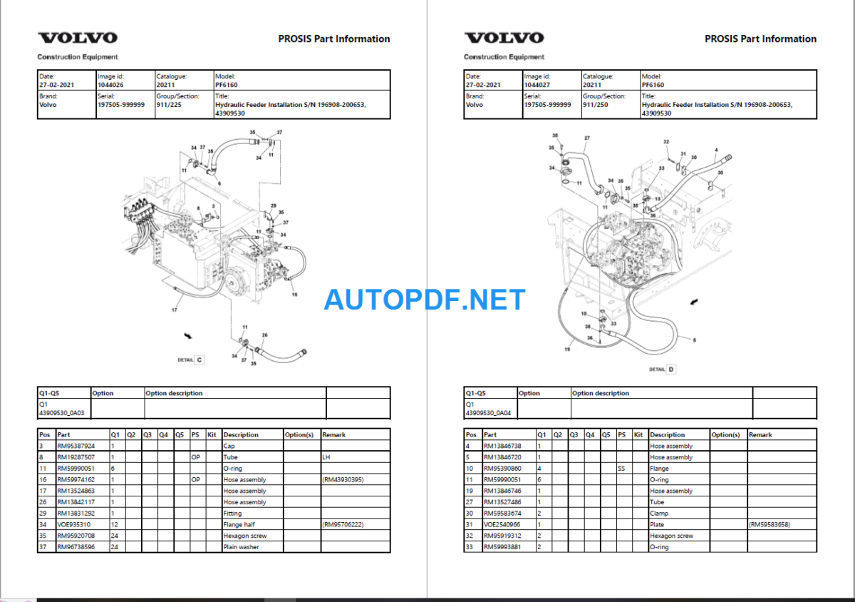 PF6160 Wheeled Pavers Parts Manual