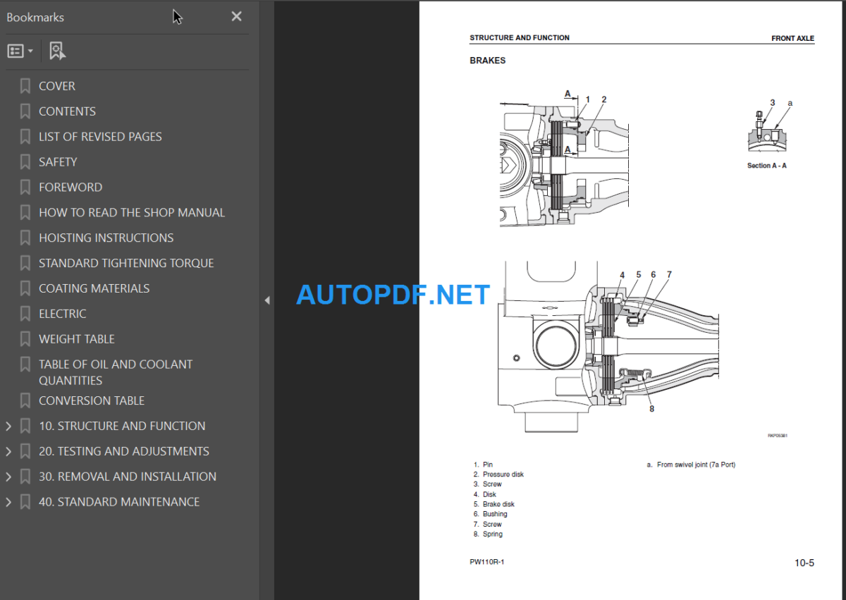 PW110R-1 (2260010001 and up) Shop Manual