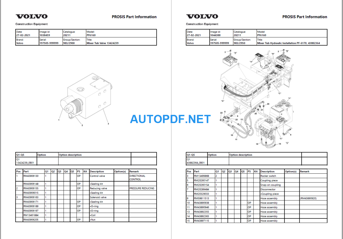 PF6160 Wheeled Pavers Parts Manual