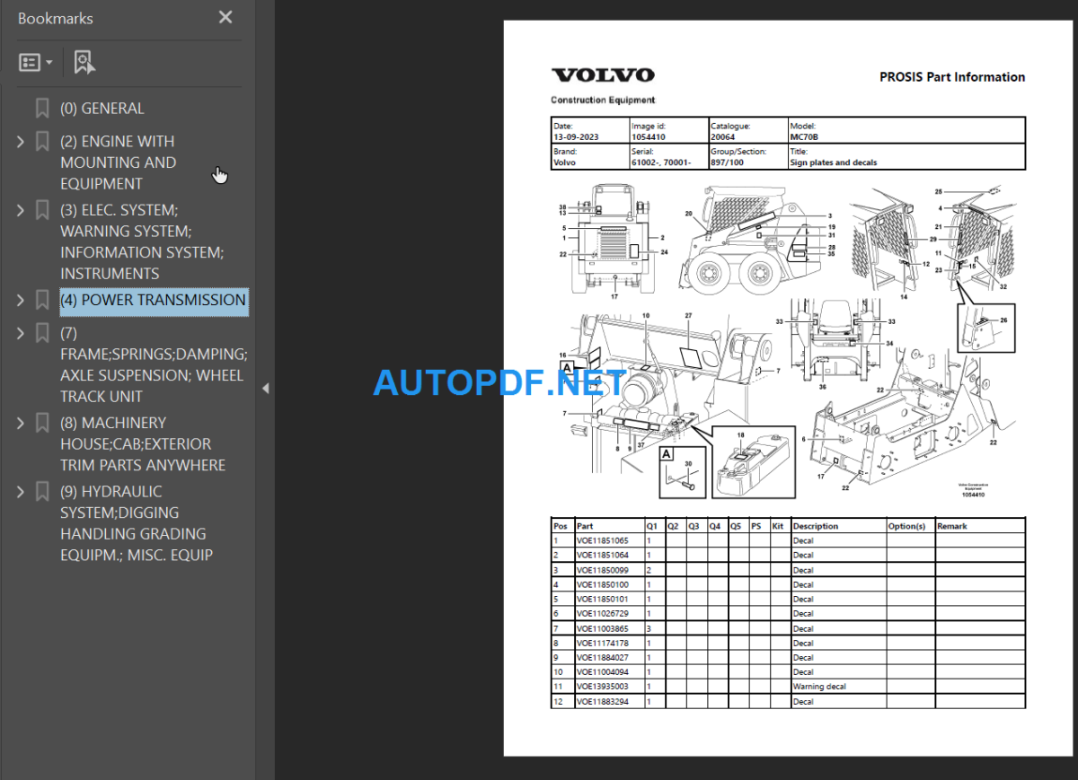 MC70B Parts Manual 61002- 70001-