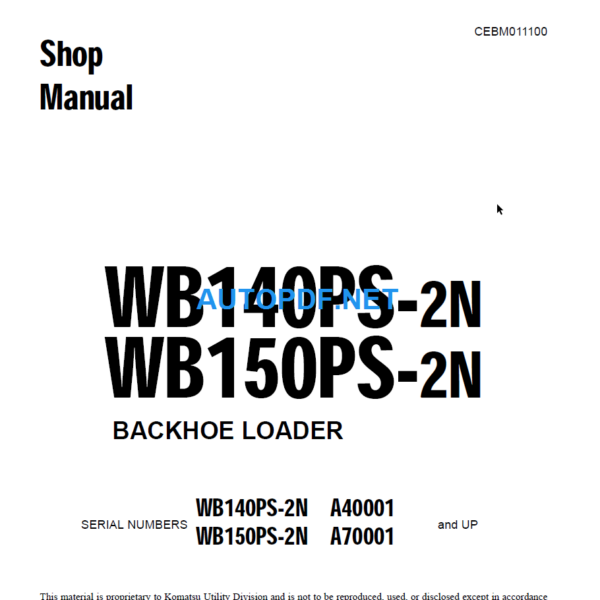 WB140PS-2N, WB150PD-2N Shop Manual
