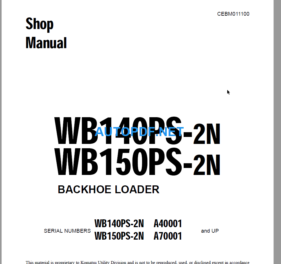 WB140PS-2N, WB150PD-2N Shop Manual