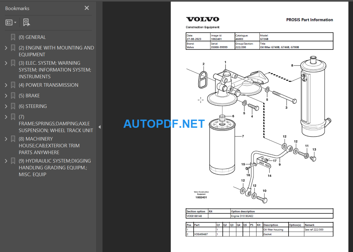 G726B Parts Manual