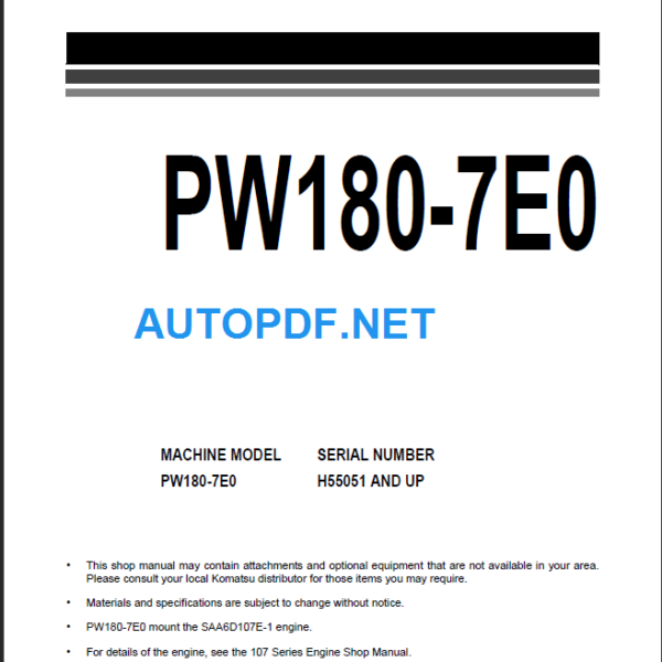 PW180-7E0 (H55051 and up) Shop Manual