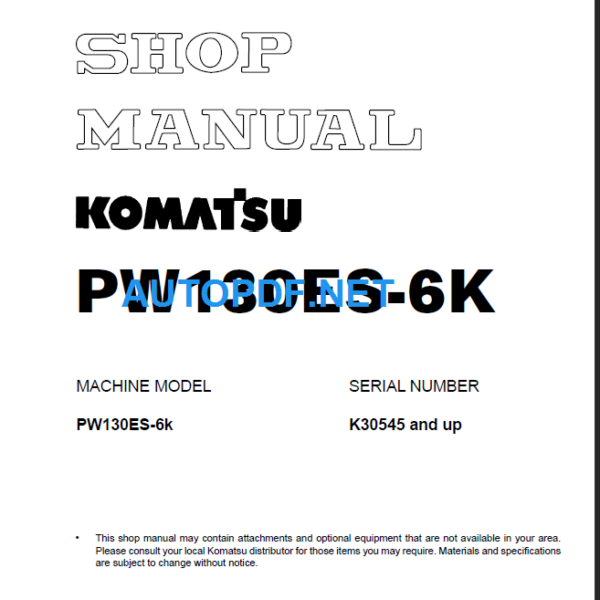 PW130ES-6k (K30545 and up) Shop Manual