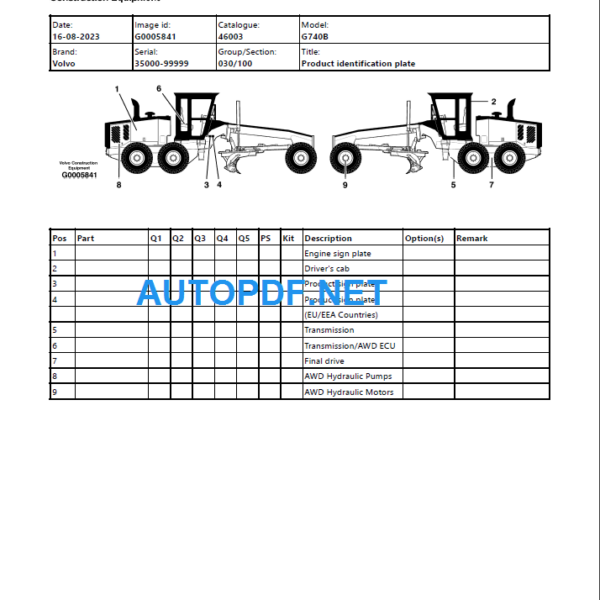 G740B Parts Manual