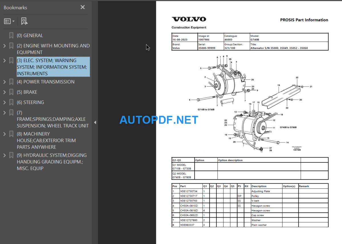 G740B Parts Manual