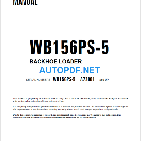 WB156PS-5 (A73001 and UP) Shop Manual