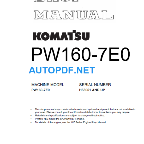 PW160-7E0 Shop Manual