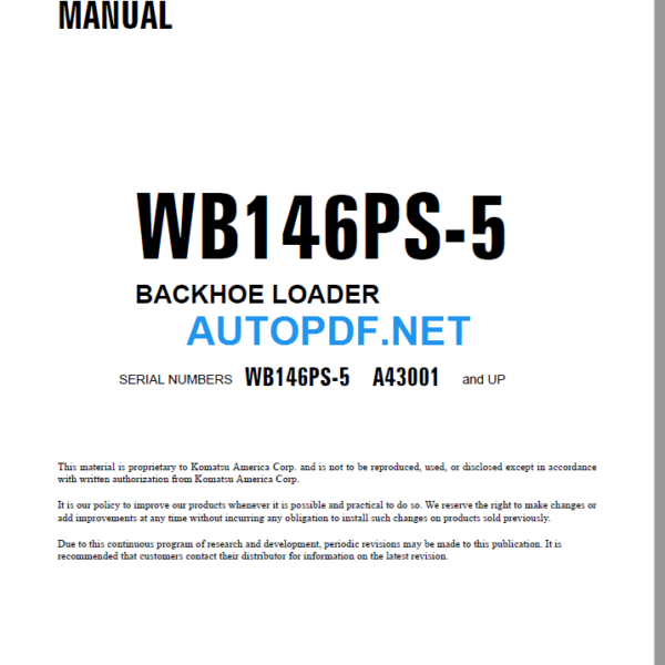 WB146PS-5 (A43001 and UP) Shop Manual