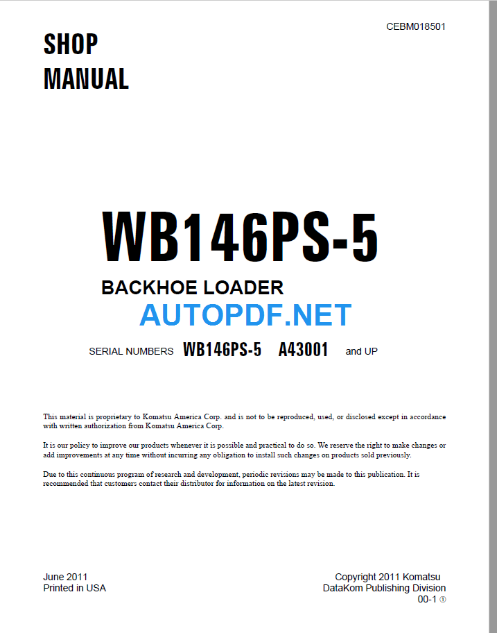 WB146PS-5 (A43001 and UP) Shop Manual