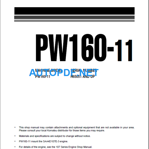 PW160-11 (H65051 and up) Shop Manual