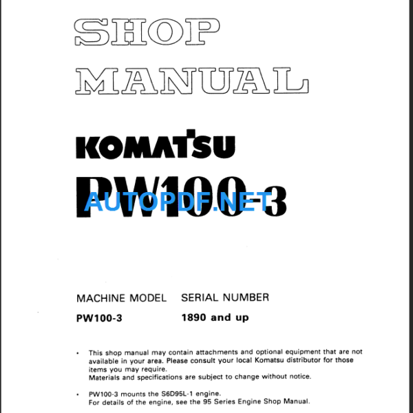 PW100-3 Shop Manual