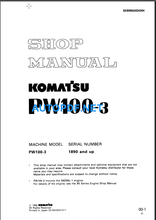PW100-3 Shop Manual