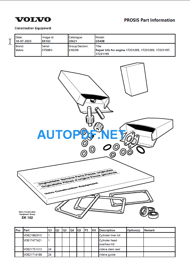 G940B Parts Manual