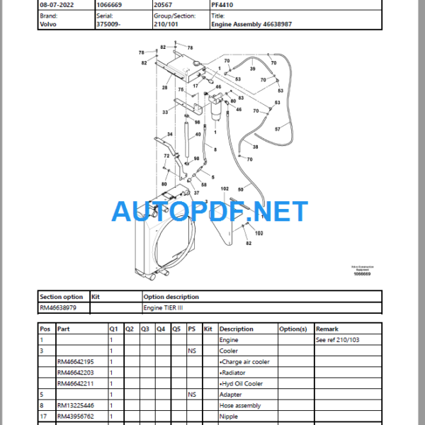 PF4410 Tracked Paver Parts Catalog MANUAL