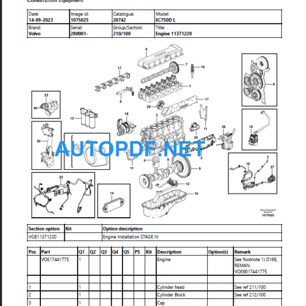 EC750D L Parts Catalog Manual