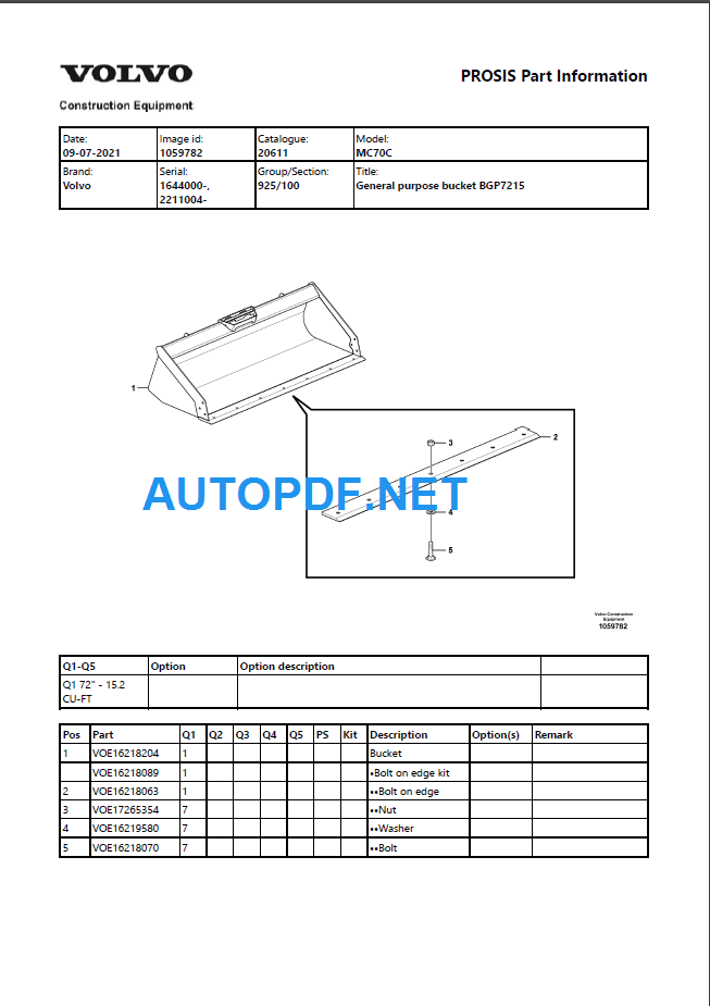 MC70C Parts Manual