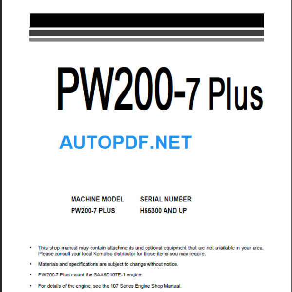 PW200-7 PLUS Shop Manual