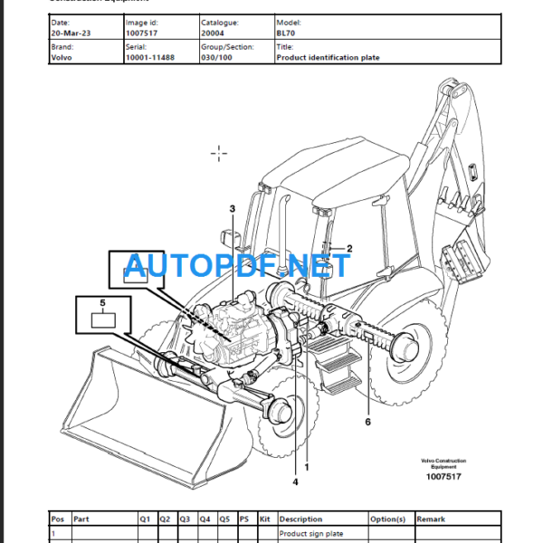 BL70 Parts Catalog Manual