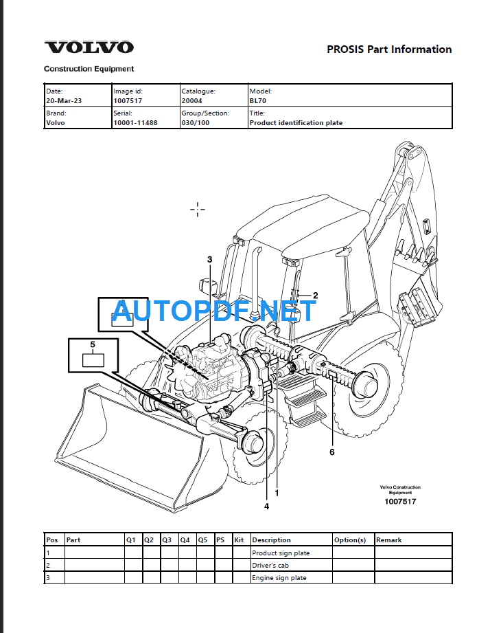 BL70 Parts Catalog Manual