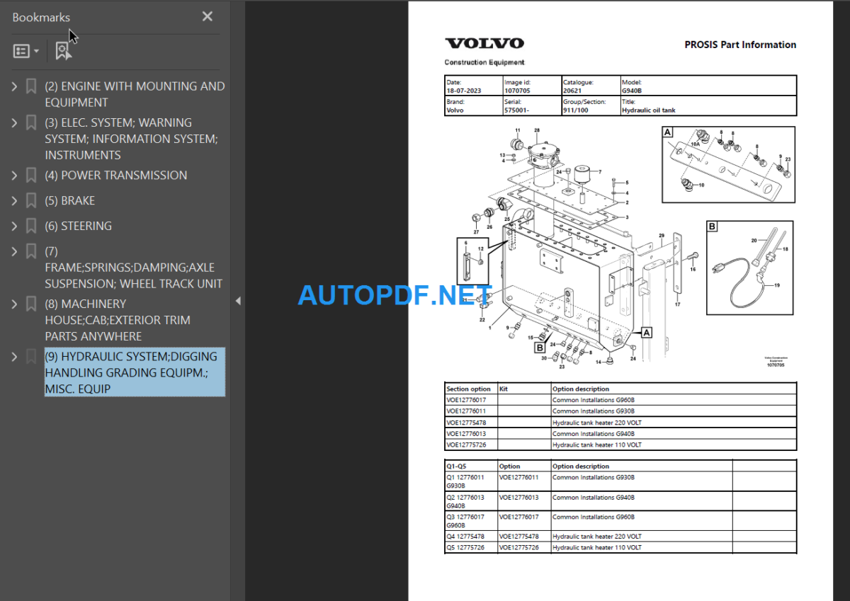 G940B Parts Manual