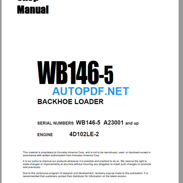 WB146-5 (A23001 and up) Shop Manual