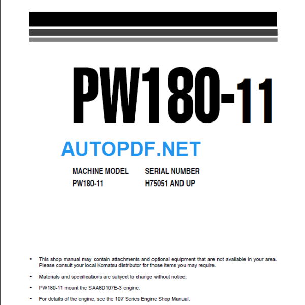 PW180-11 (H75051 and up) Shop Manual 2019