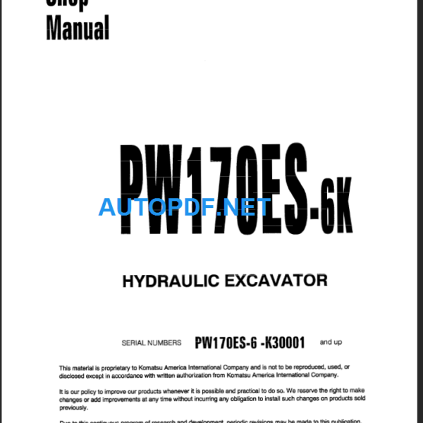 PW170ES-6 (K30001 and up) Shop Manual