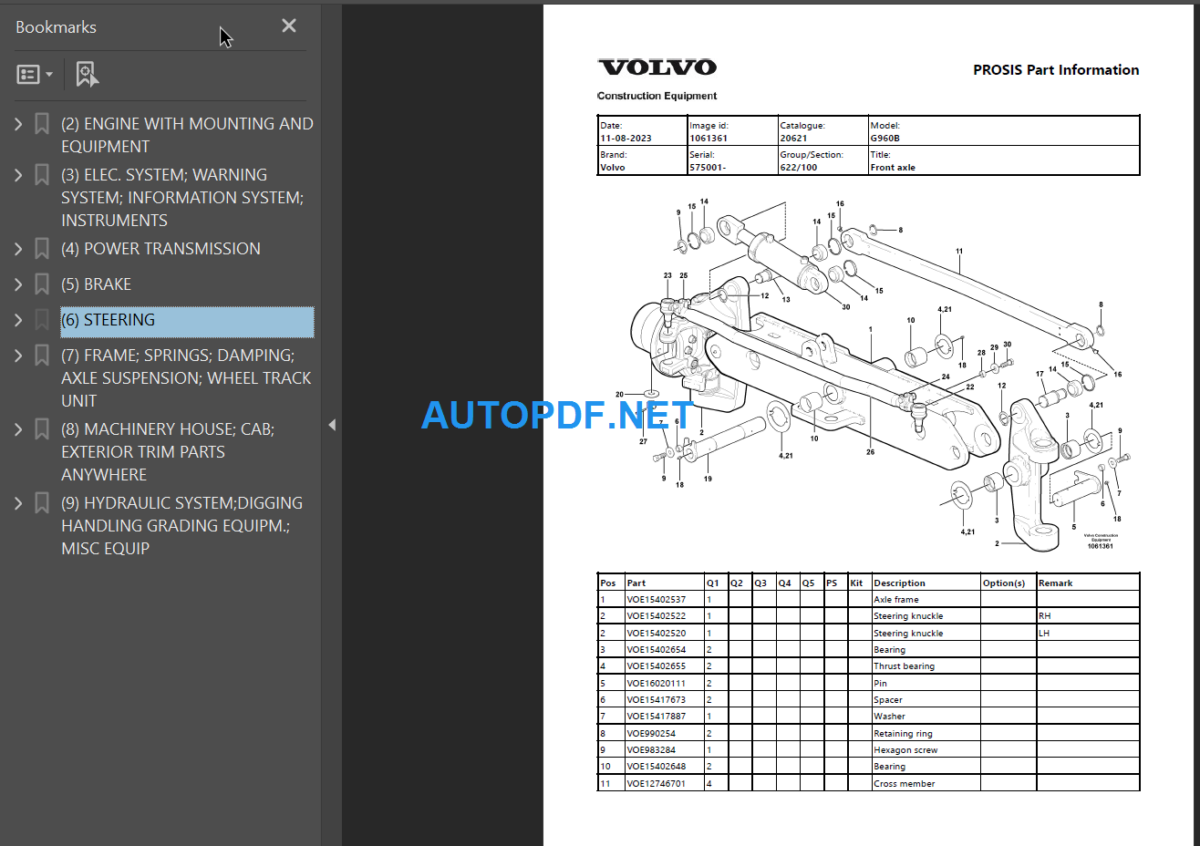 G960B Parts Manual