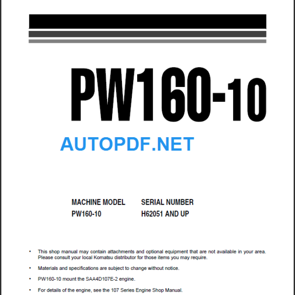 PW160-10 Shop Manual
